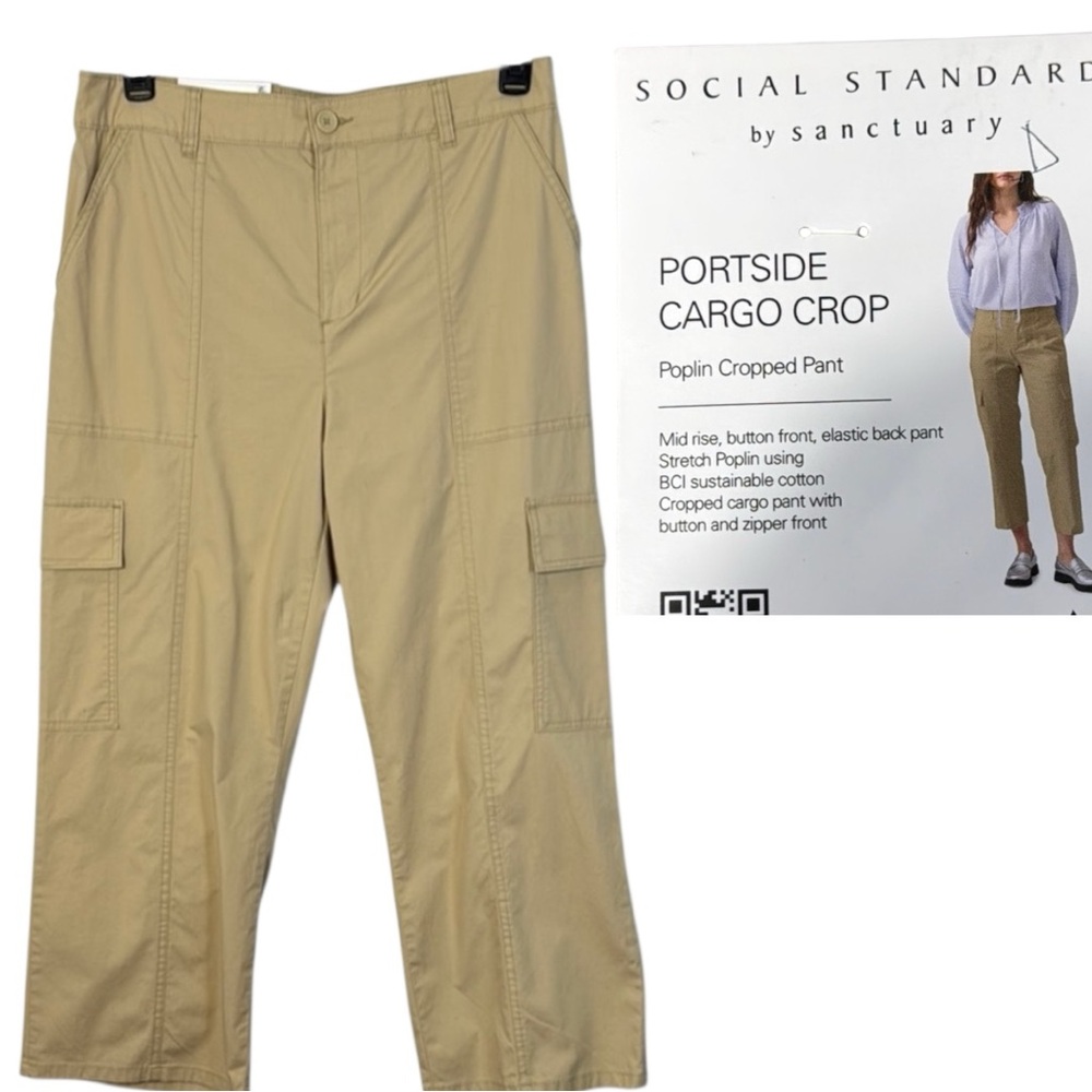 Sanctuary Pants Tan Cargo Crop Mid-Rise in Size XL NWT